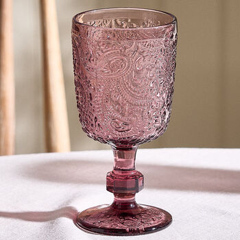 Set Of Four Amethyst Paisley Wine Goblets, 3 of 10