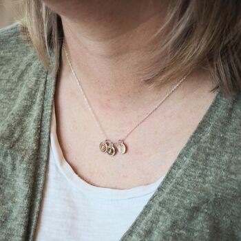 Personalised Hand Stamped Triple Disc Initial Necklace, 4 of 12