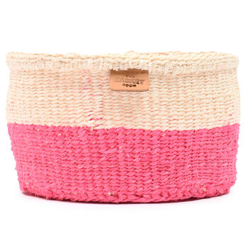 Hoji: Hot Pink Colour Block Woven Basket, 3 of 9
