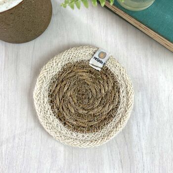 Respiin Set Of Six Seagrass And Jute Coasters Naturals, 7 of 10