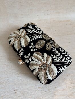 Black Velvet Floral Clutch Bag, 6 of 10