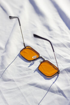 Orange Nose Bridge Angular Rectangle Aviator Sunglasses, 7 of 8