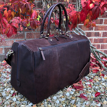 His And Hers Luxury Buffalo Leather Holdall Travel Set, 5 of 9