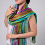100% Mulberry Silk Scarf, Rainbow Colour In Gift Box, thumbnail 4 of 10