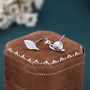 Sterling Silver Mismatched Snail And Leaf Stud Earrings, thumbnail 1 of 12