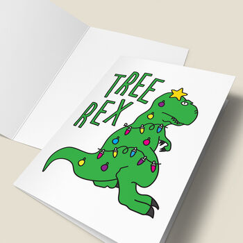 'Tree Rex' Funny Christmas Card, 5 of 5
