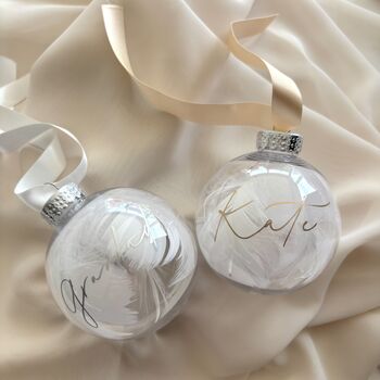 Personalised Memorial Feather Bauble, 2 of 7