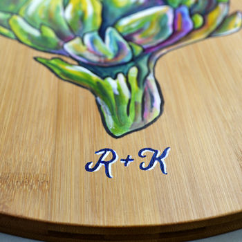 Hand Painted Artichoke Design Wooden Board, 5 of 7