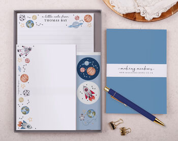 A5 Personalised Children's Stationery Set Gift With Space Design, 2 of 9