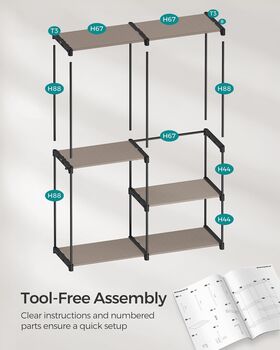 Clothes Wardrobe Hanging Rods Shelves Portable Closet, 9 of 11