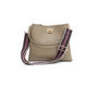 Taupe Leather Tote Bag With Navy Boho Strap, thumbnail 1 of 8