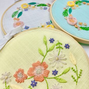 Yellow Floral Wreath Embroidery Kit, 5 of 9