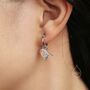 Sterling Silver Robin Bird Dangle Huggie Hoop Earrings, thumbnail 4 of 10