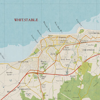 Framed And Personalised Whitstable Kent Map Print, 4 of 7
