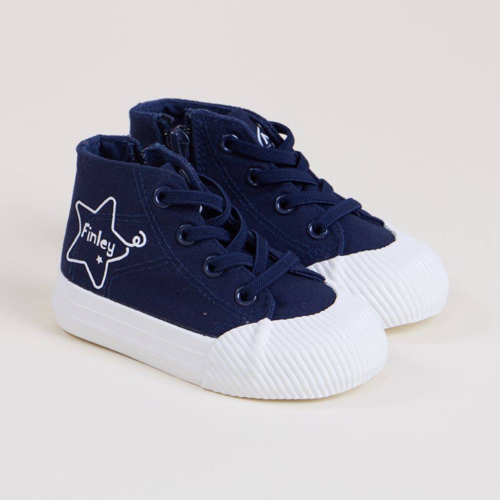 Personalised Navy Star High Top Trainers, 1 of 4