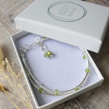 Peridot And Silver Double Stranded Bracelet, 4 of 4