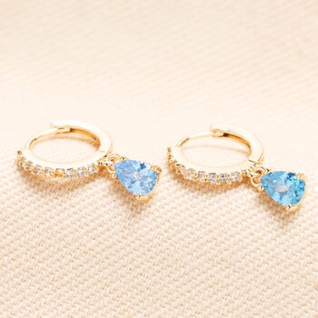 Birthstone Crystal Huggie Hoop Earrings In Gold, 4 of 12