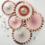 Ditsy Floral Rose Gold Foiled Pin Wheel Fan Decorations, thumbnail 1 of 2