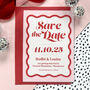 Pink And Red Retro Wedding Save The Date Cards, thumbnail 2 of 2