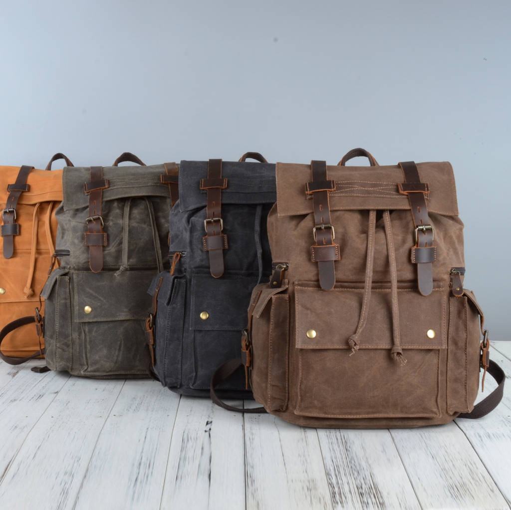 vintage style waxed canvas backpack by eazo | 0