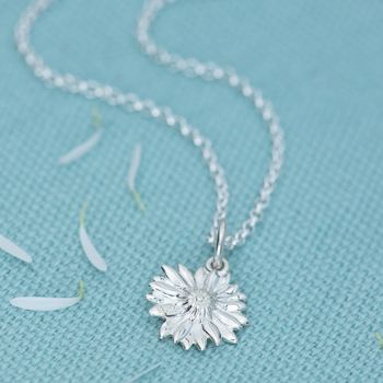 Sterling Silver Daisy Flower Necklace, 5 of 9