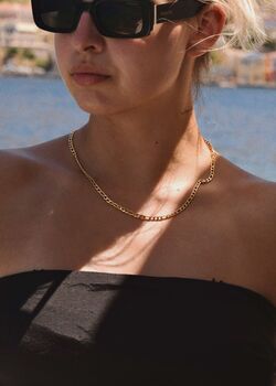 Figaro Chain Necklace 18 K Gold Plated, 4 of 7