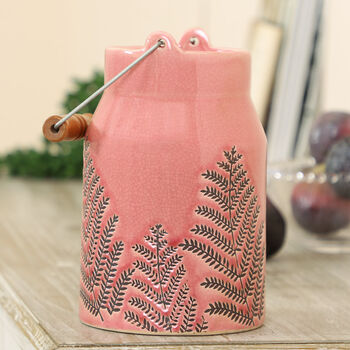 Spring Fern Pink Ceramic Milk Churn Vase Easter Gift, 4 of 10