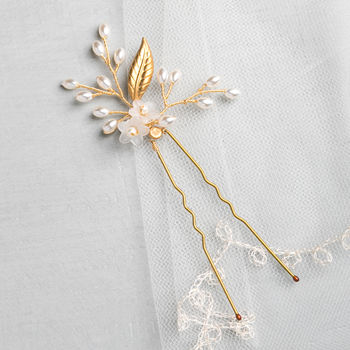 Gold And Ivory Pearl Bridal Pins, 3 of 5