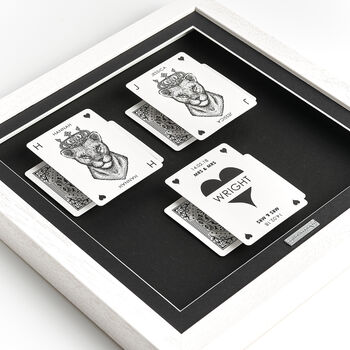 Personalised Mrs And Mrs Wedding Gift Queen Playing Cards Frame, 5 of 9