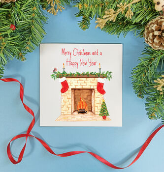 Christmas Fireplace Greetings Card, 4 of 6
