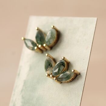Moss Agate Lotus Studs, 2 of 7