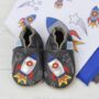 Dotty Fish Space Rocket Soft Leather Baby Shoes With Barefoot Soles, thumbnail 2 of 11