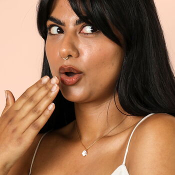 Enamel Ghost Pendant Necklace In Gold, 2 of 5