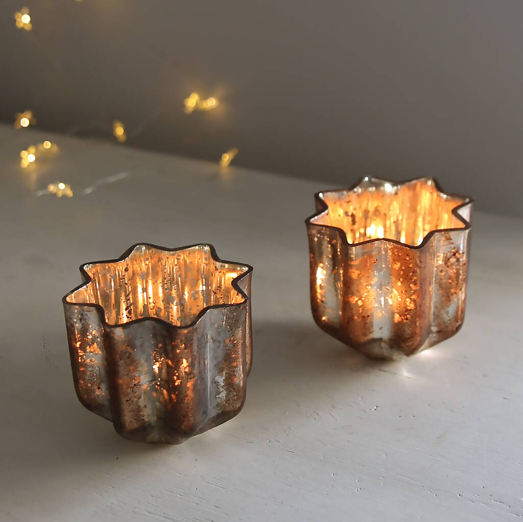 Star Glass Tea Light Holder By Clem & Co