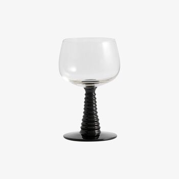 Black Ripple Stemmed Wine Glasses Set Of Four, 2 of 8