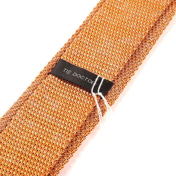 Orange Marl Silk Knitted Tie 6cm, 2 of 3