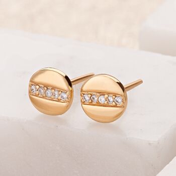 Disc With Line Of Sparkle Stud Earrings, 3 of 5