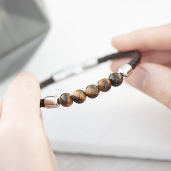 Personalised Men's Woven Tiger's Eye Bracelet, 3 of 7