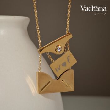Personalised Cz Love Envelop Style Necklace, 2 of 7