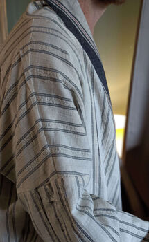 Port Stripe Organic Cotton Reversible Dressing Gown Robe, 10 of 10