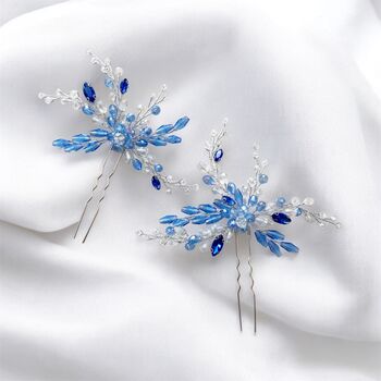 Blue Bridal Hair Pin Set, 5 of 5