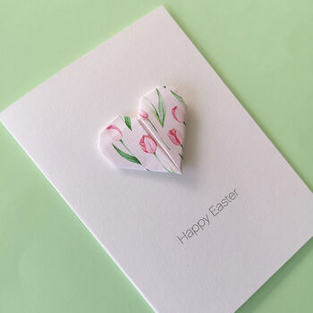Personalised Happy Easter Origami Tulip Heart Card, 6 of 7