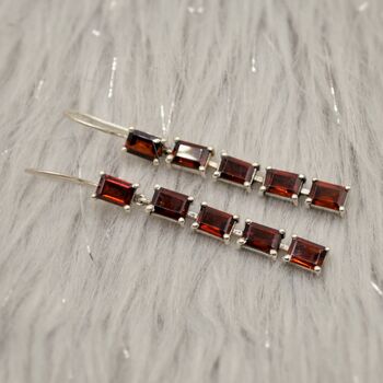 Red Garnet Drop Silver Earrings, 4 of 9