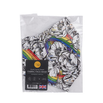 Roses And Rainbow Fabric Fitted Reusable Face Mask, 6 of 7