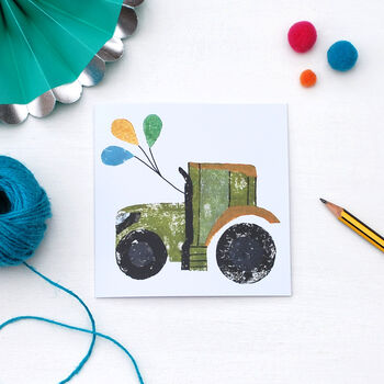 Tractor With Balloons Birthday Card, 2 of 2