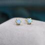 Blue Opal Long Prong Stud Earrings Sterling Silver, thumbnail 2 of 10