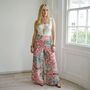'Marlowe' Pink And Blue Paisley Viscose Palazzo Trousers, thumbnail 2 of 7