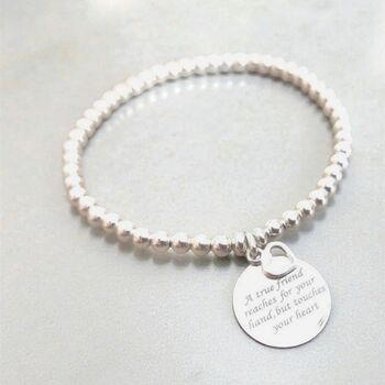 Sterling Silver True Friend Engraved Bracelet, 7 of 12