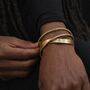 Gold Plated Twisted Mixed Finish Crossover Cuff Bangle Bracelet, thumbnail 1 of 6