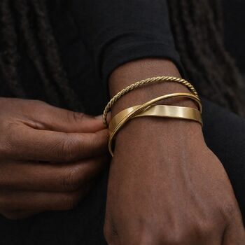 Adjustable Gold Plated Open Crossover Cuff Bangle, 2 of 7